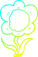 cold gradient line drawing of a cartoon flower png