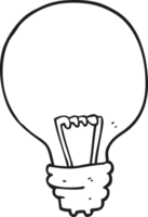 mano disegnato nero e bianca cartone animato leggero lampadina png