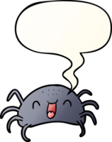 cartoon halloween spider with speech bubble in smooth gradient style png