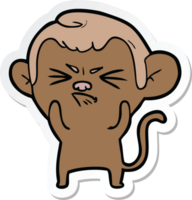 sticker of a cartoon annoyed monkey png