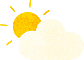 retro illustration style cartoon of a sunshine and cloud png