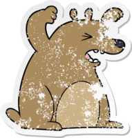 autocollant en détresse d'un ours rugissant de dessin animé png