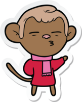 sticker of a cartoon suspicious monkey png