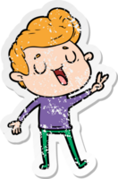 noodlijdende sticker van een happy cartoon man png