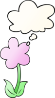 cute cartoon flower with thought bubble in smooth gradient style png