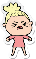sticker of a cartoon angry woman png