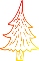warm gradient line drawing of a cartoon pine trees png