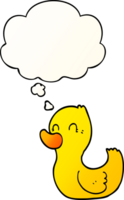 cartoon duck with thought bubble in smooth gradient style png
