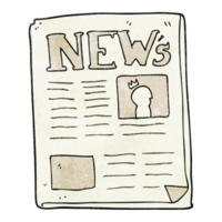 hand textured cartoon newspaper png