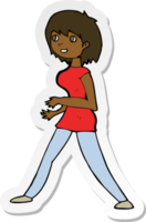 pegatina de una mujer de dibujos animados caminando png