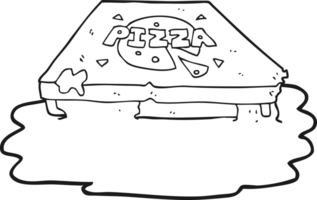 hand drawn black and white cartoon pizza png