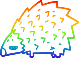 rainbow gradient line drawing of a cartoon angry hedgehog png