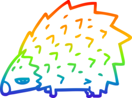 Regenbogen Gradient Linie Zeichnung von ein Karikatur wütend Igel png