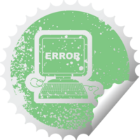 Distressed Sticker Icon Illustration eines Computerfehlers png