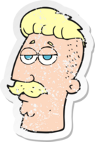 retro distressed sticker of a cartoon man with hipster hair cut png