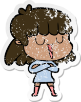 distressed sticker of a cartoon woman png