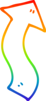 rainbow gradient line drawing of a cartoon directing arrow png