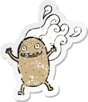 retro distressed sticker of a cartoon happy potato png