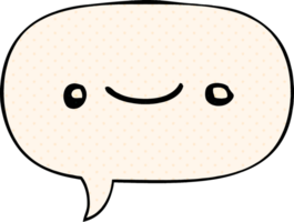 happy cartoon face with speech bubble in comic book style png