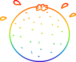 rainbow gradient line drawing of a cartoon orange png