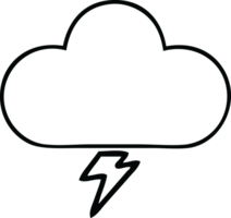 line drawing cartoon of a thunder cloud png