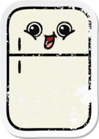 distressed sticker of a cute cartoon fridge  zer png