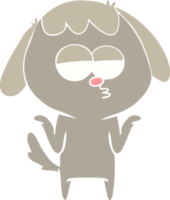 Cartoon gelangweilter Hund im flachen Farbstil png