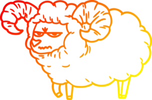 warm gradient line drawing of a cartoon angry ram png