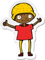 sticker of a cartoon boy with positive attitude png