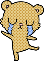 crying cartoon bear doing a sad dance png