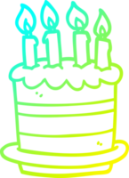 cold gradient line drawing of a cartoon birthday cake png