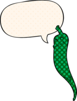 cartoon chili pepper with speech bubble in comic book style png