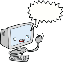 Cartoon-Computer mit Sprechblase png