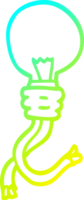 cold gradient line drawing of a cartoon electric light bulb png