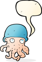 cartoon alien head wearing hat with speech bubble png