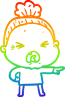 arco Iris gradiente linha desenhando do uma desenho animado Bravo velho mulher png