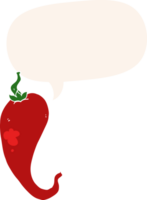 cartoon chili pepper with speech bubble in retro style png