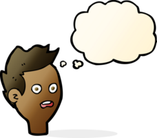 cartoon shocked man with thought bubble png