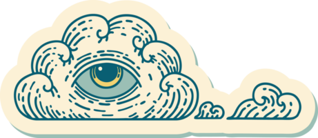 sticker of tattoo in traditional style of an all seeing eye cloud png