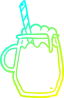 cold gradient line drawing of a glass of root beer with straw png
