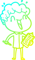 cold gradient line drawing of a cartoon happy man png