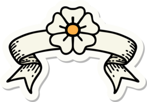 tattoo style sticker with banner of a flower png