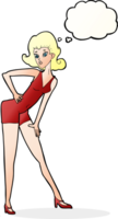 cartoon model woman posing with thought bubble png