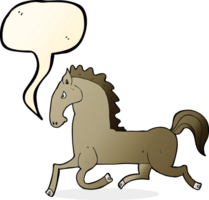 Cartoon laufendes Pferd mit Sprechblase png