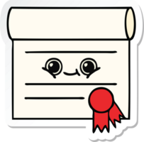 sticker of a cute cartoon certificate png