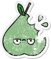 distressed sticker of a cute cartoon green pear png