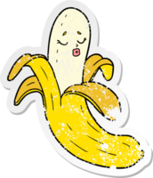 vinheta angustiada de uma banana orgânica de melhor qualidade de desenho animado png