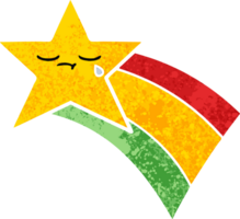 retro illustration style cartoon of a shooting rainbow star png