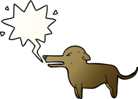 desenho animado cachorro com discurso bolha dentro suave gradiente estilo png