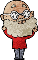 cartoon curious man with beard and glasses png